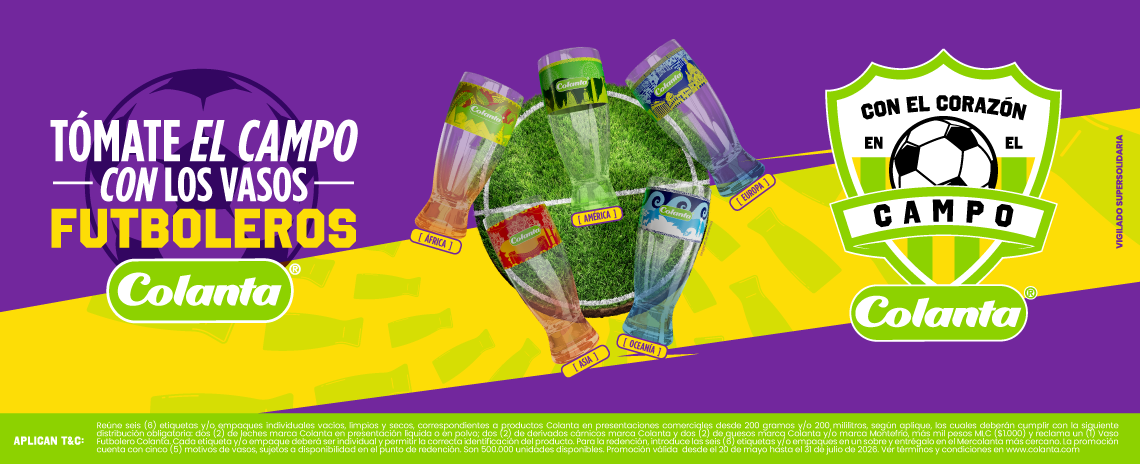 ¡Tómate el campo con la nueva colección de Vasos Futboleros Colanta!