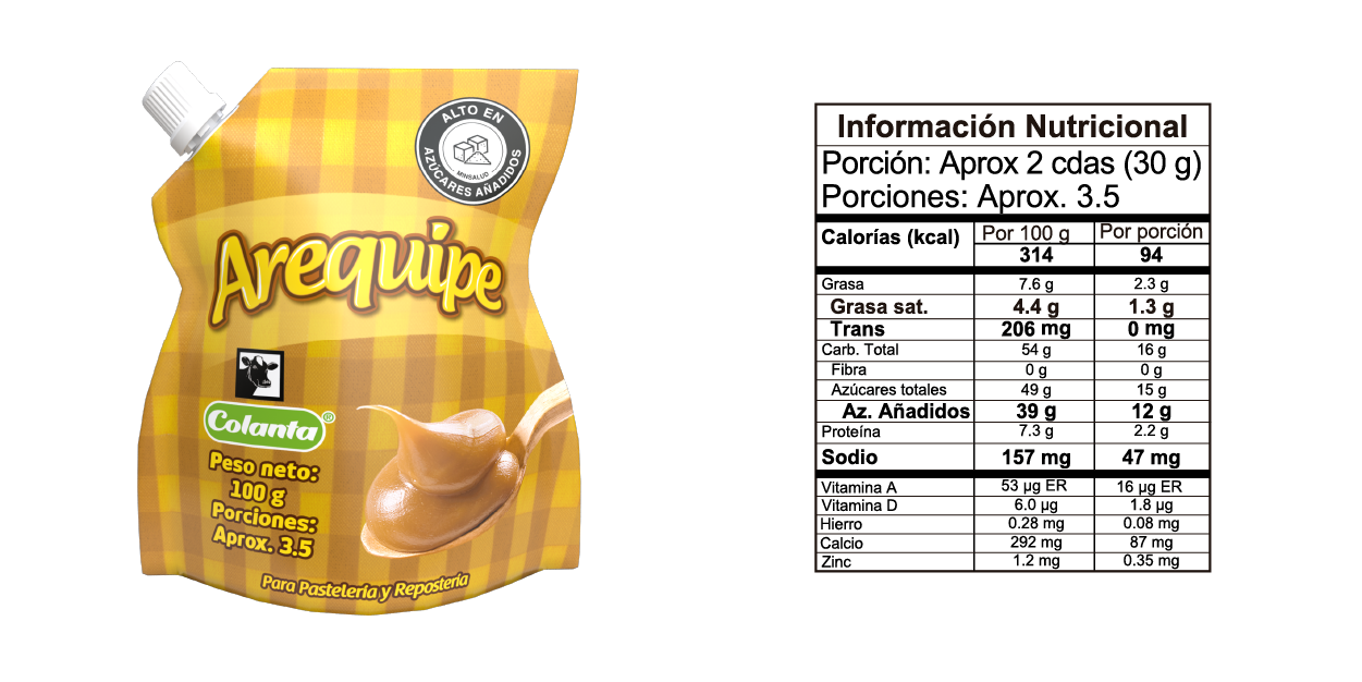 Arequipe Solución - Tabla Nutricional