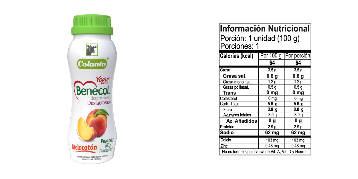 Benecol Melocoton - Tabla Nutricional