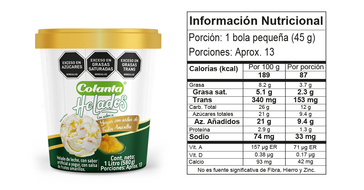 Frutos Amarillos 1L información nutricional
