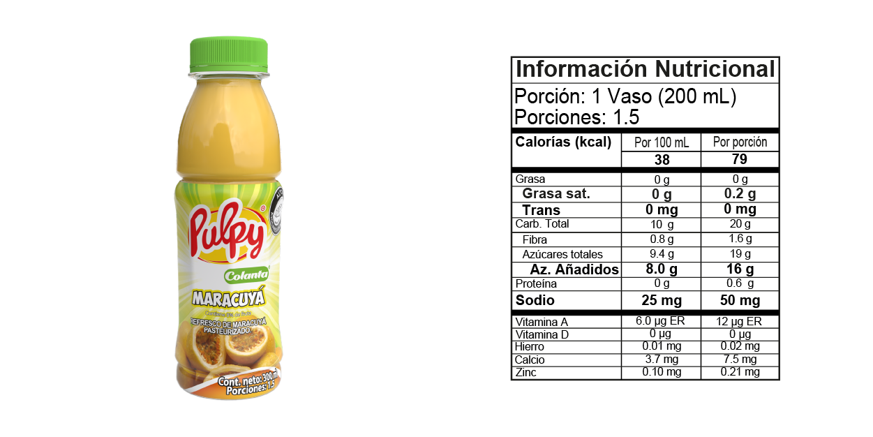 Pulpy Refresco de Maracuyá - Tabla Nutricional