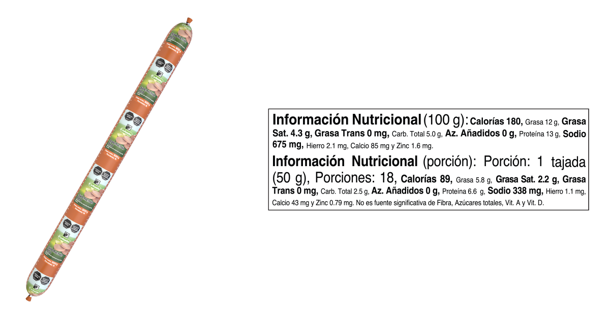Salchichón fino 900 g informacion nutricional