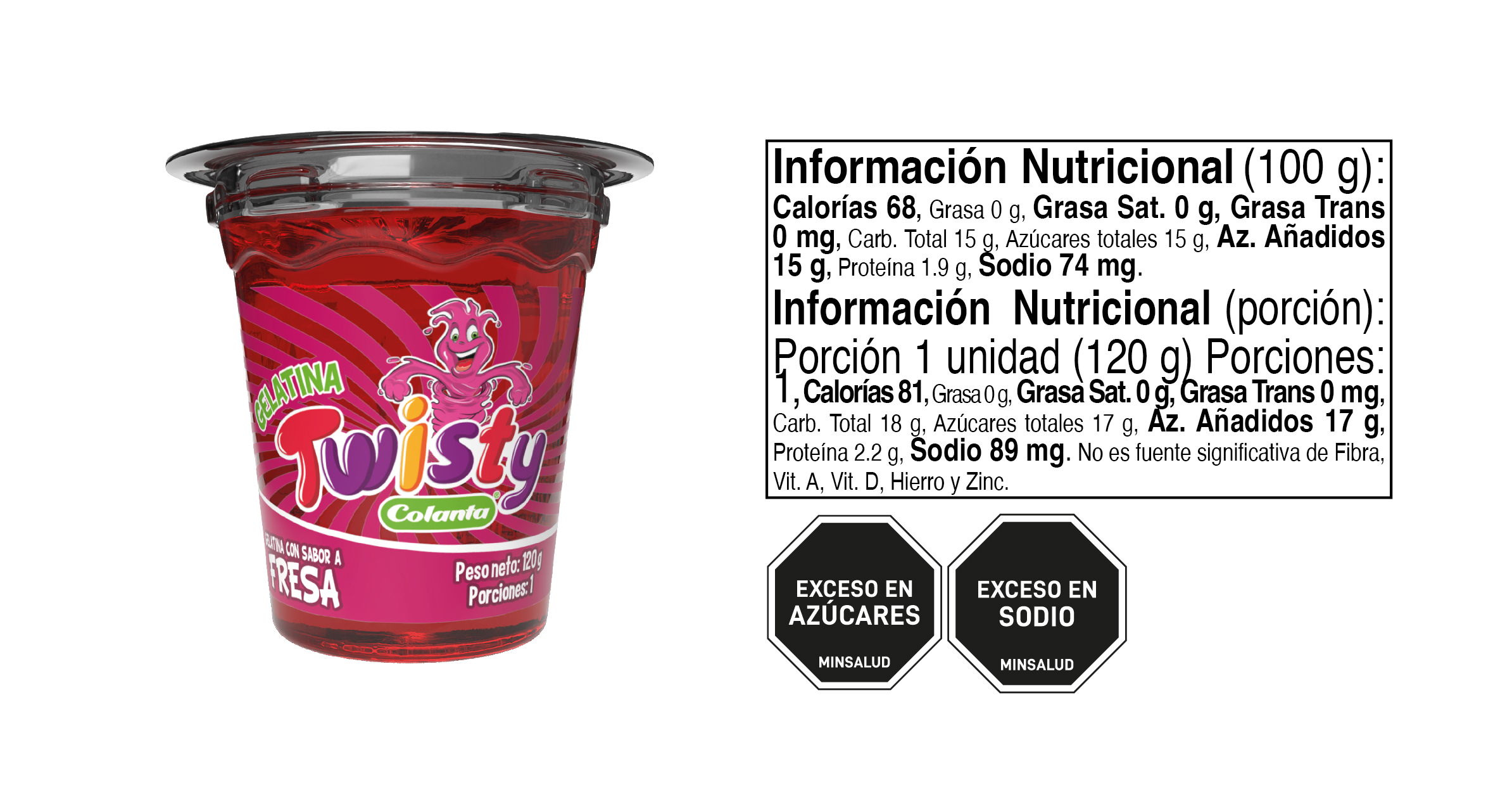 Tabla nutricional Gelatina Twisty Fresa