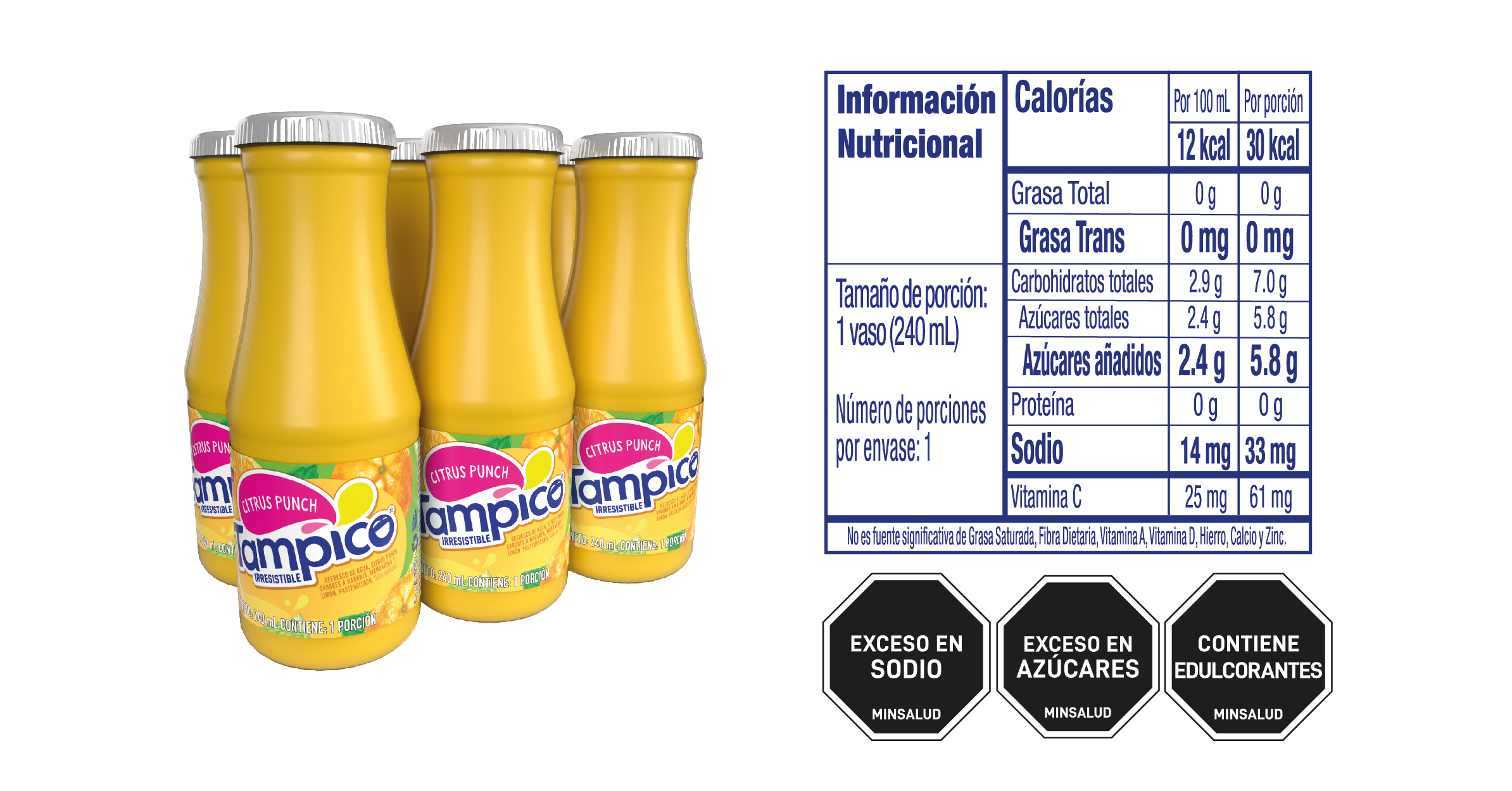 Tabla nutricional Tampico Botella 240 x6