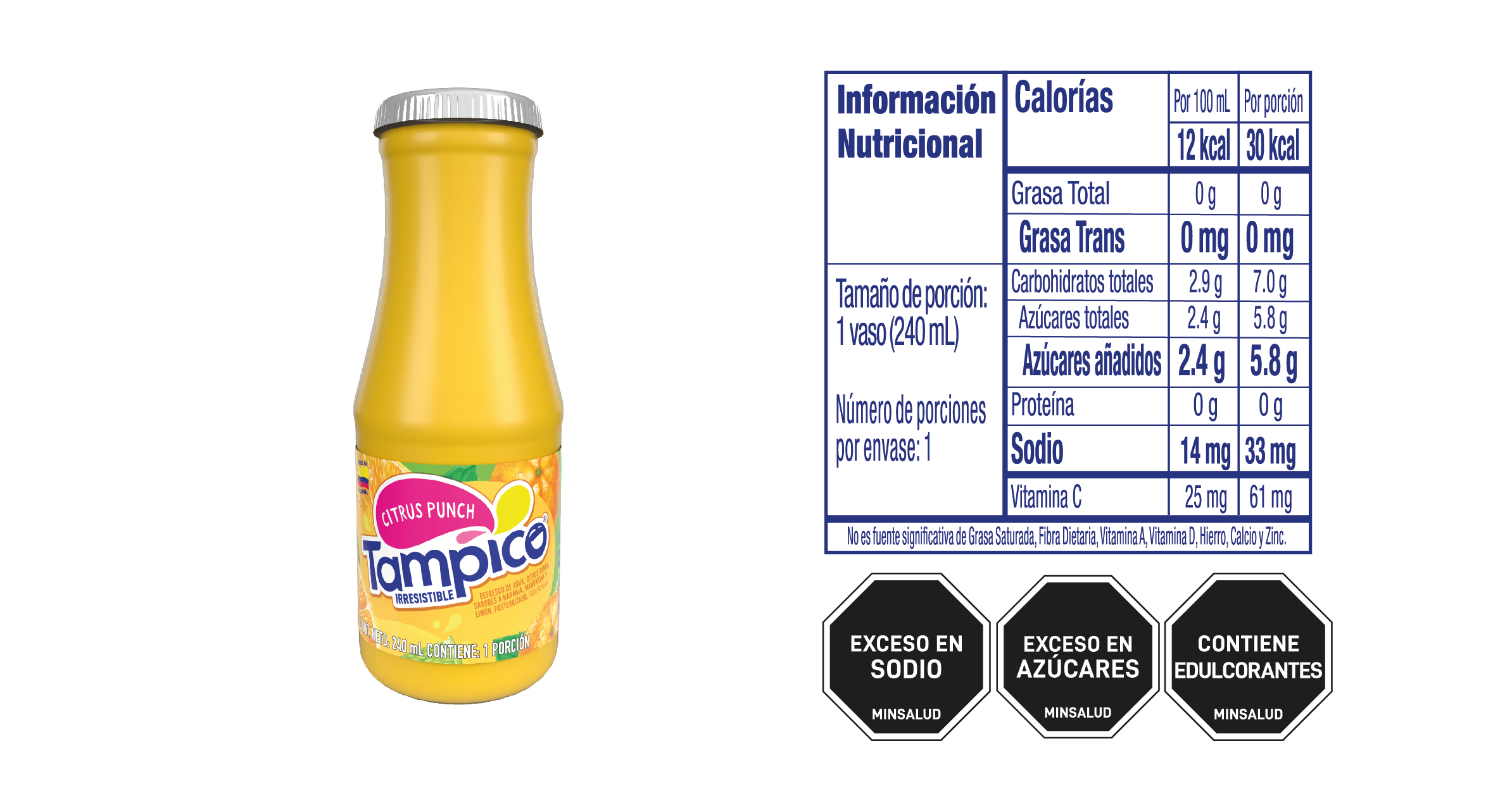 Tabla nutricional Tampico Botella 240