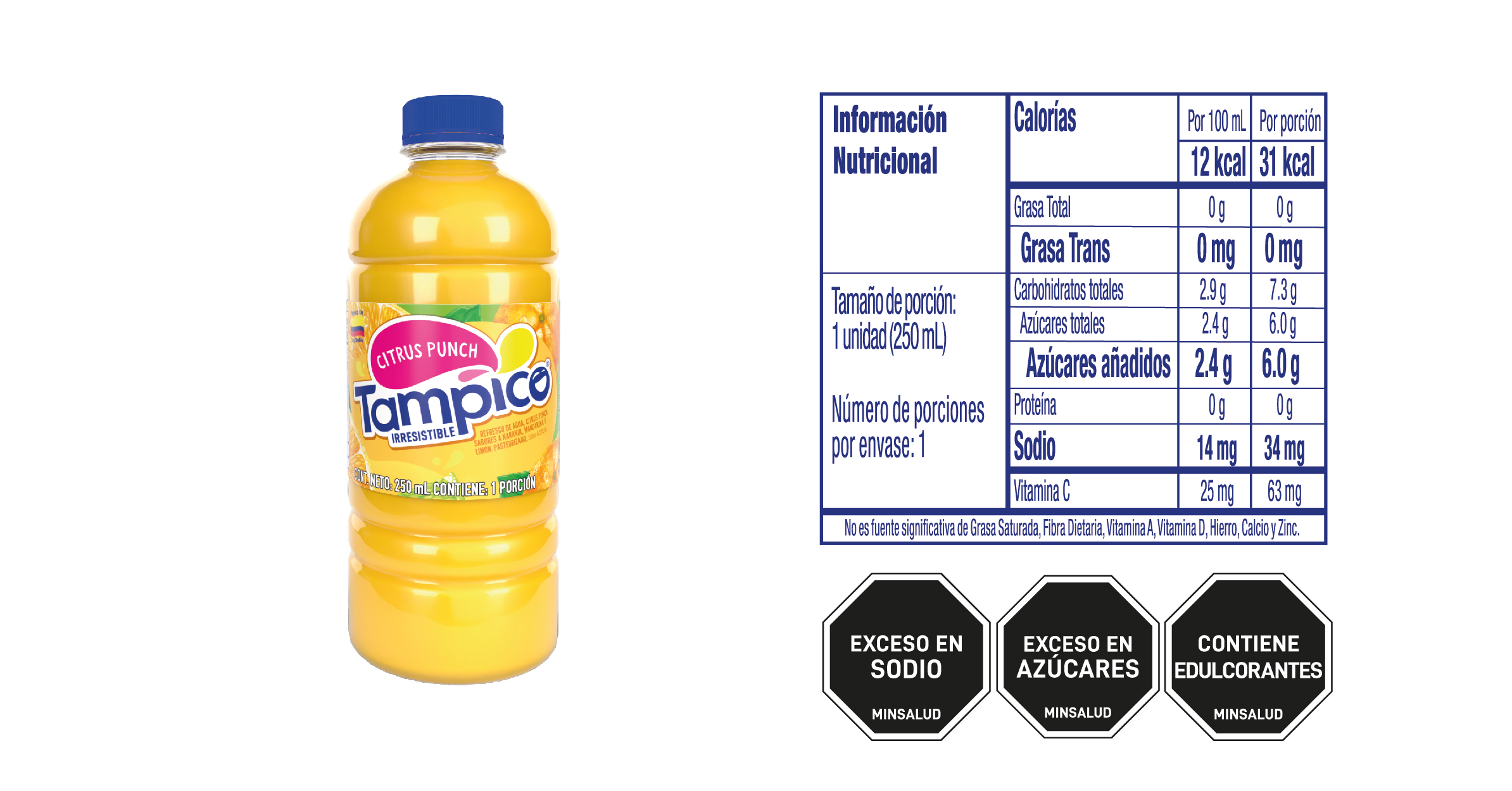 Tabla nutricional Tampico Botella 250