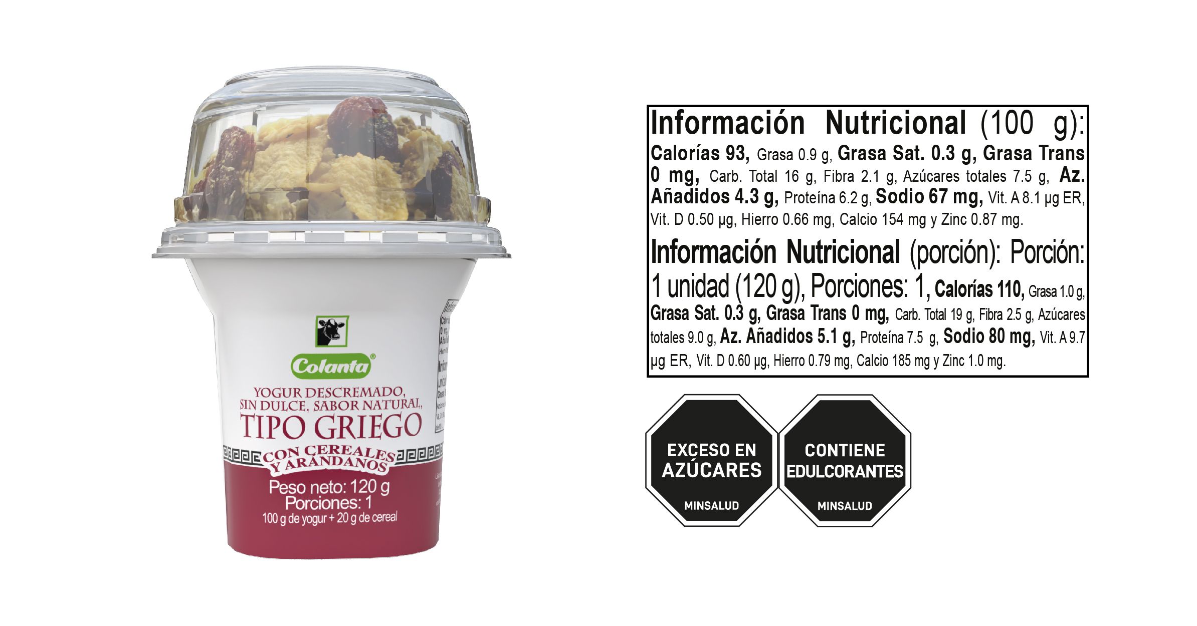 Tabla nutricional Yogur Griego con cereales 120g