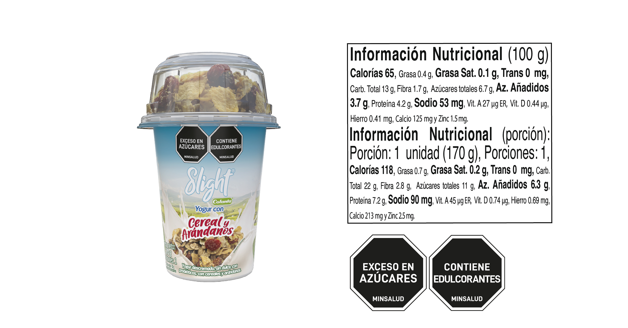 Tabla nutricional Yogur Slight Cereal Mora