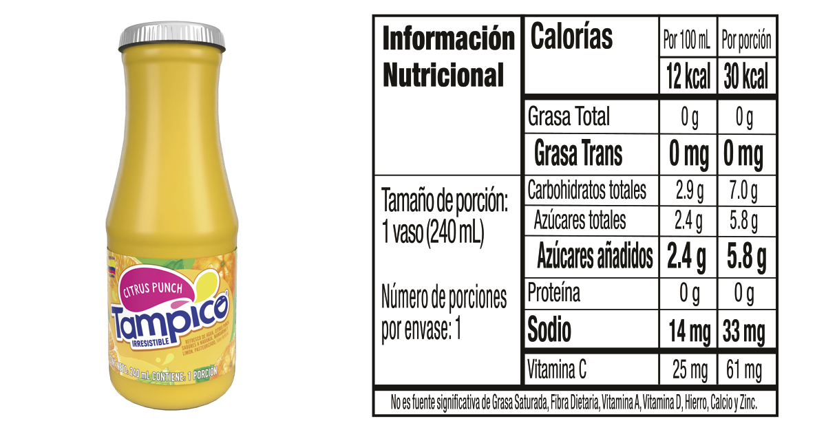 Tampico 240 informacion nutricional_