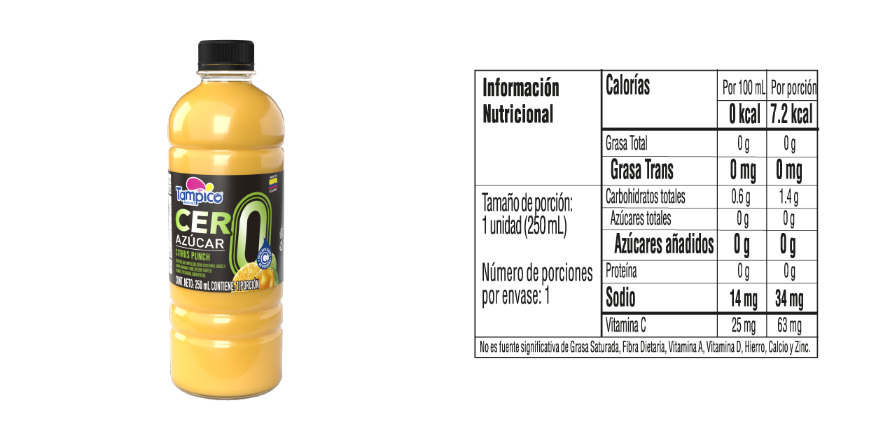 Tampico Botella - Tabla nutricional