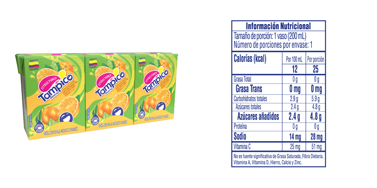 Tampico Caja - Tabla nutricional
