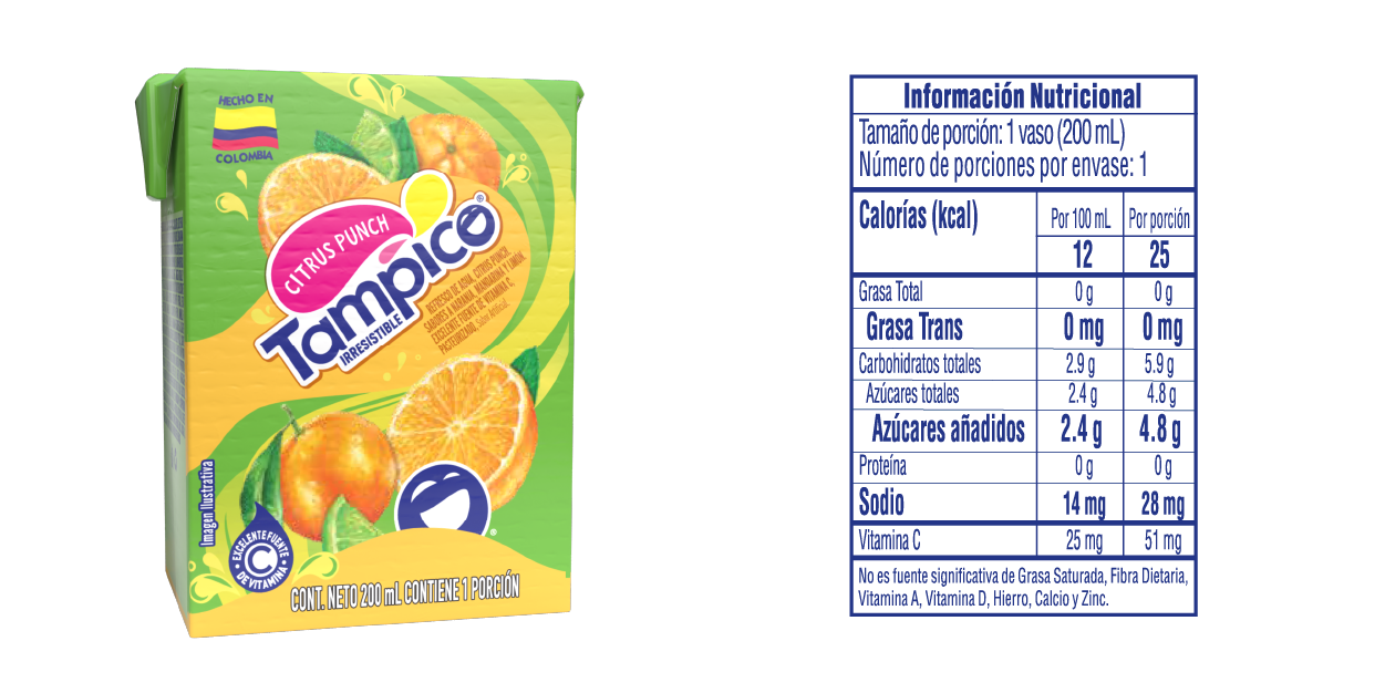 Tampico Citrus Caja - Tabla Nutricional