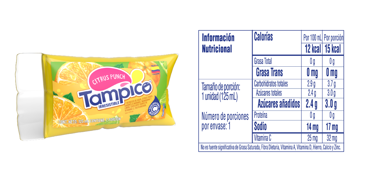 Tampico Citrus Punch - Bolsa 125 Tabla Nutricional