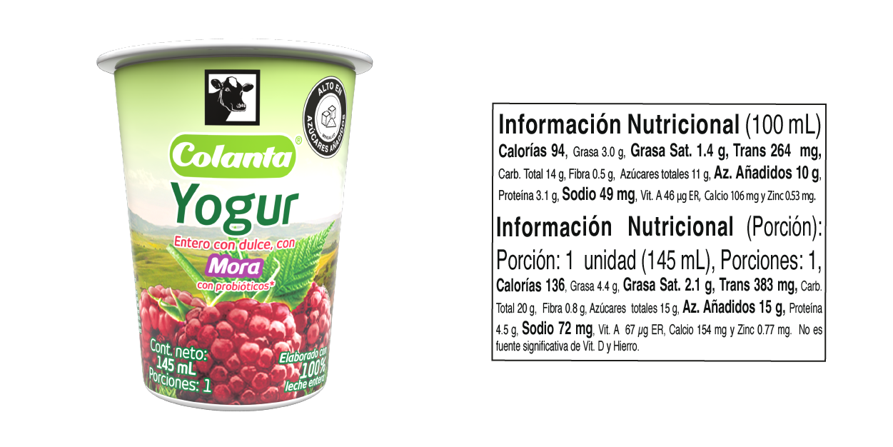 Yogur Entero Mora - Tabla Nutricional