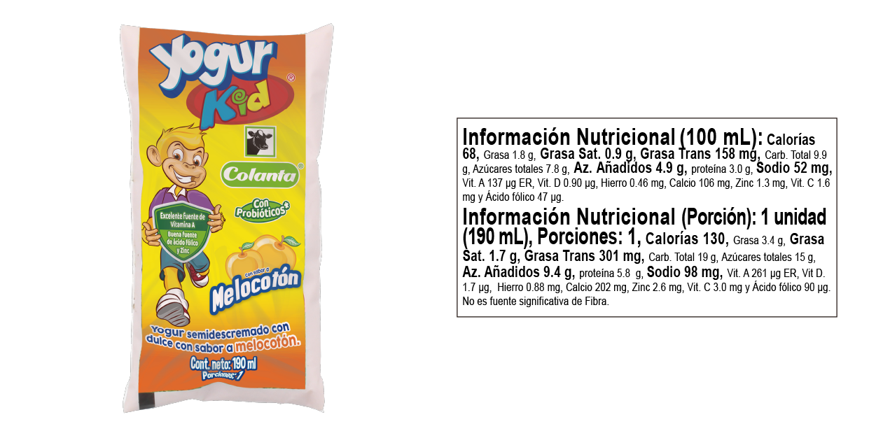 Yogur Kid Melocotón Tabla Nutricional