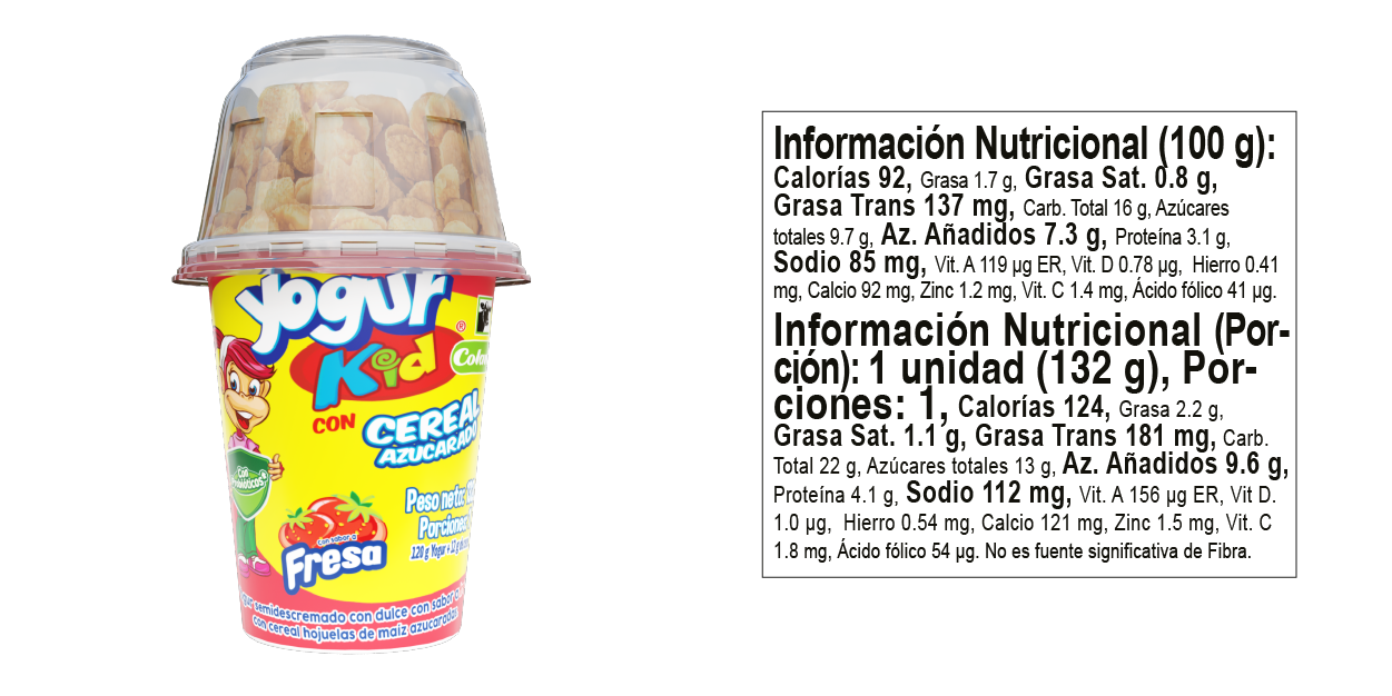 Yogur Kid con Cereal de Fresa - Tabla Nutricional