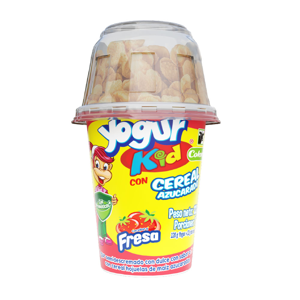 Yogur Kid Colanta de fresa con cereal