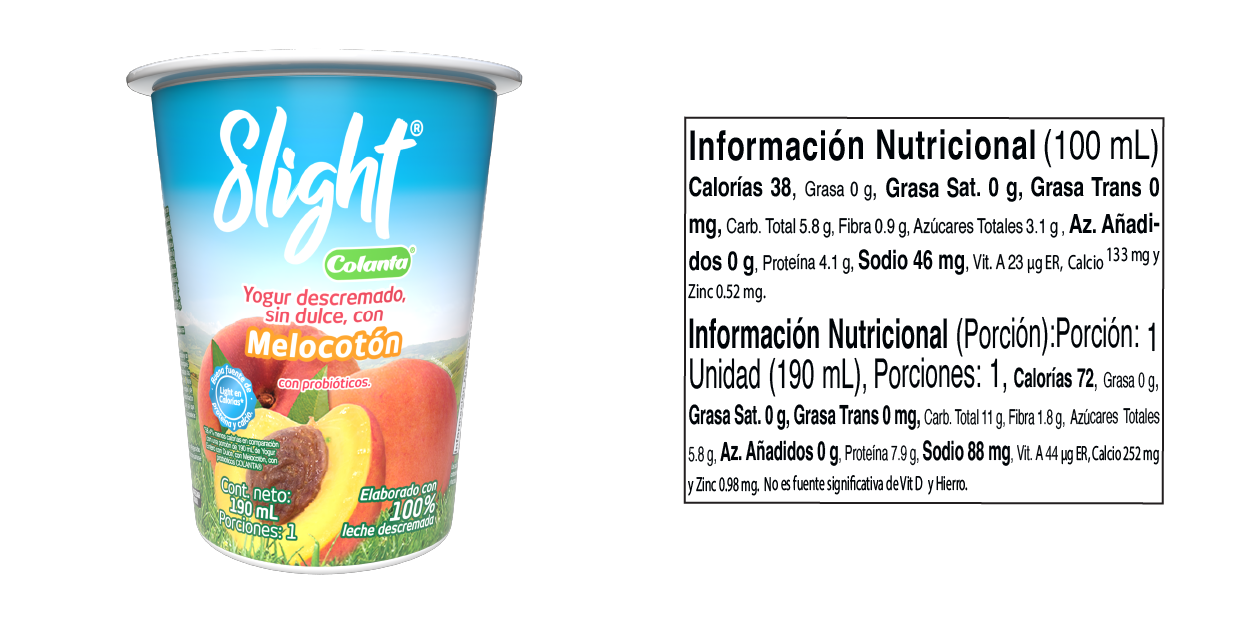 Yogur Slight Melocotón Tabla Nutricional