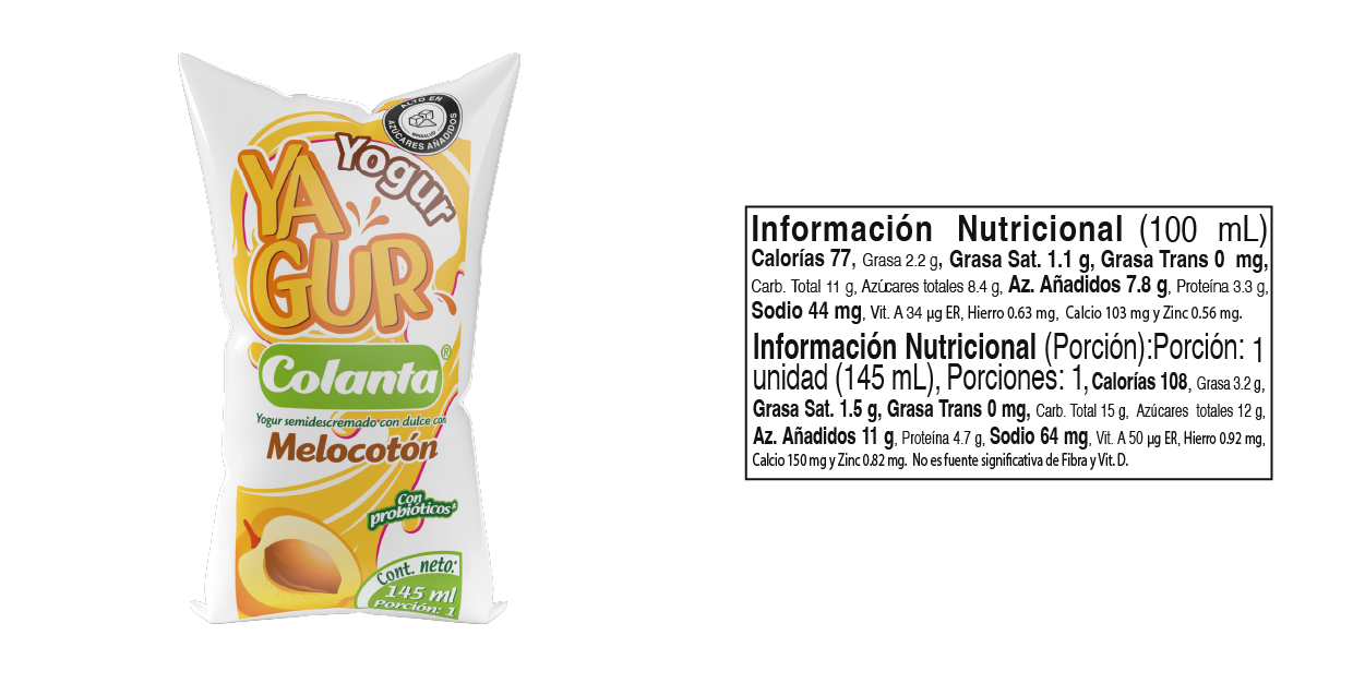 Yogur Yagur Melocotón 145 gr - Tabla Nutricional