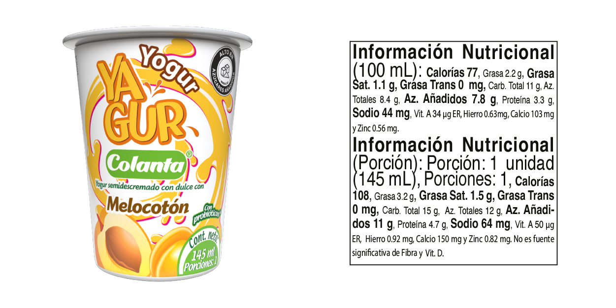 Yogur Yagur de Melocotón - Tabla Nutricional