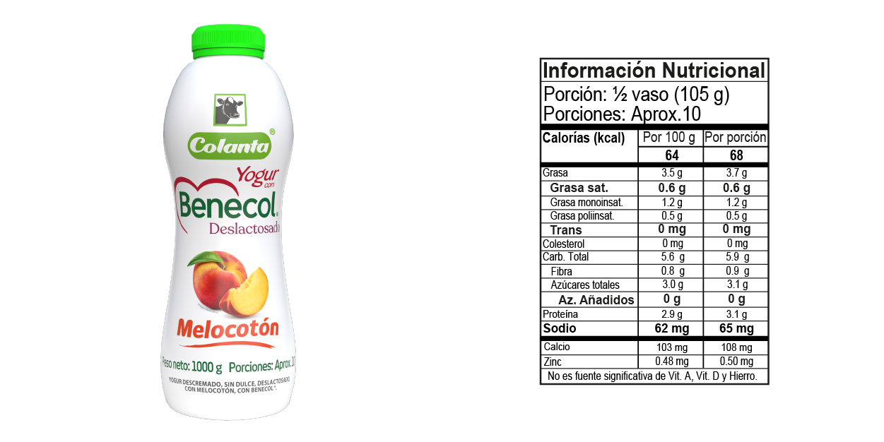 Yogur con Benecol Melocotón - Tabla Nutricional