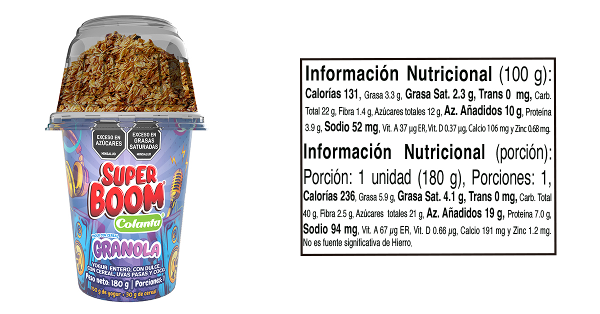 Yogur con granola 170 tabla