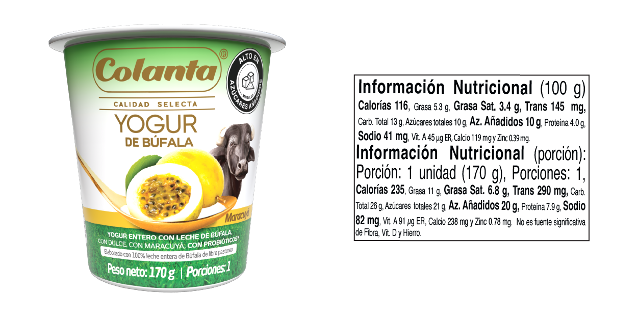Yogur de Búfala Maracuyá - Tabla Nutricional