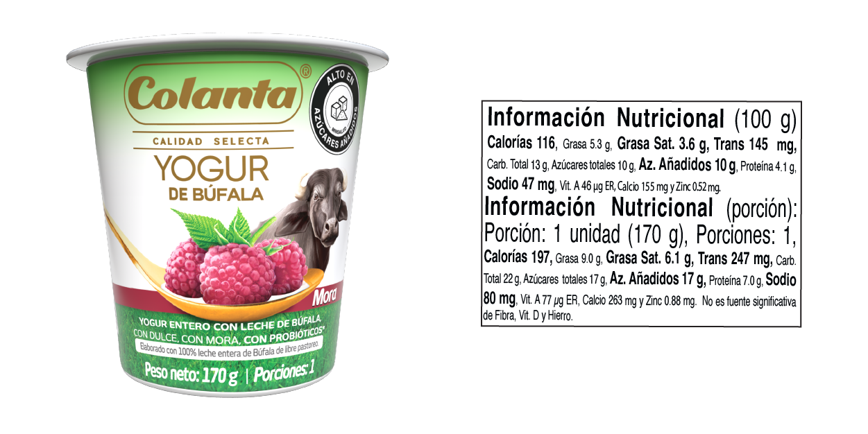 Yogur de Búfala Mora - Tabla Nutricional