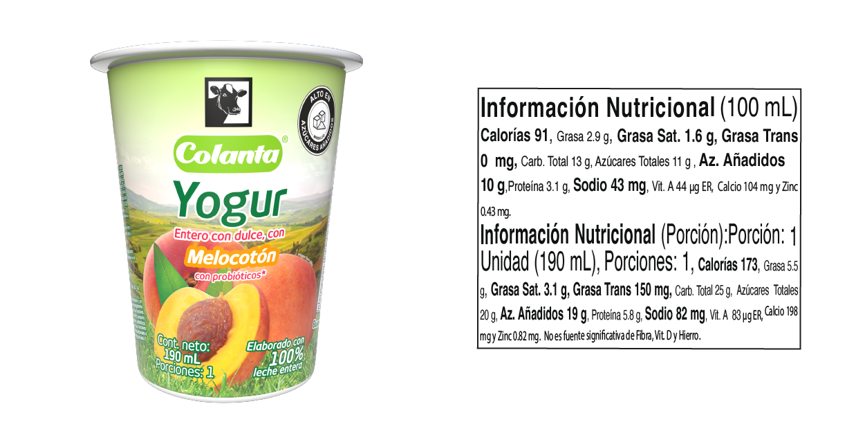 Yogur de Melocoón 190 g - Tabla Nutricional