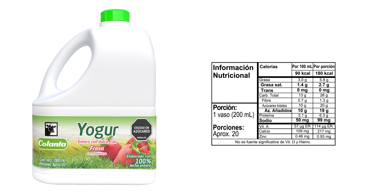 tarros yogur fresa 3900 ml informacion nutricional