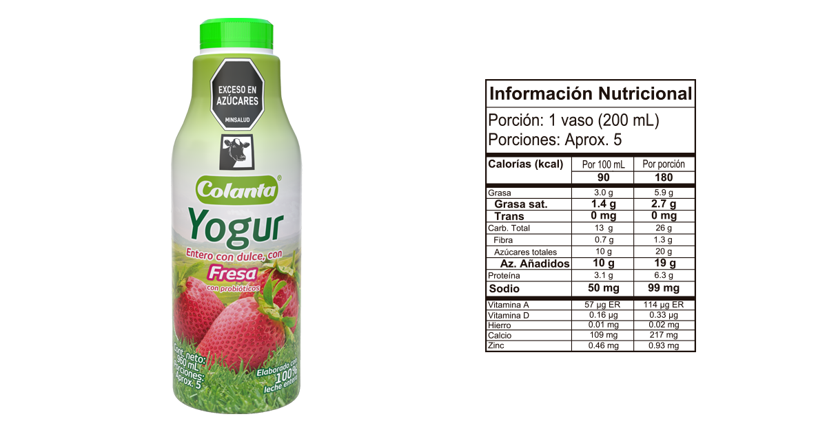 tarros yogur fresa 960 ml informacion nutricional
