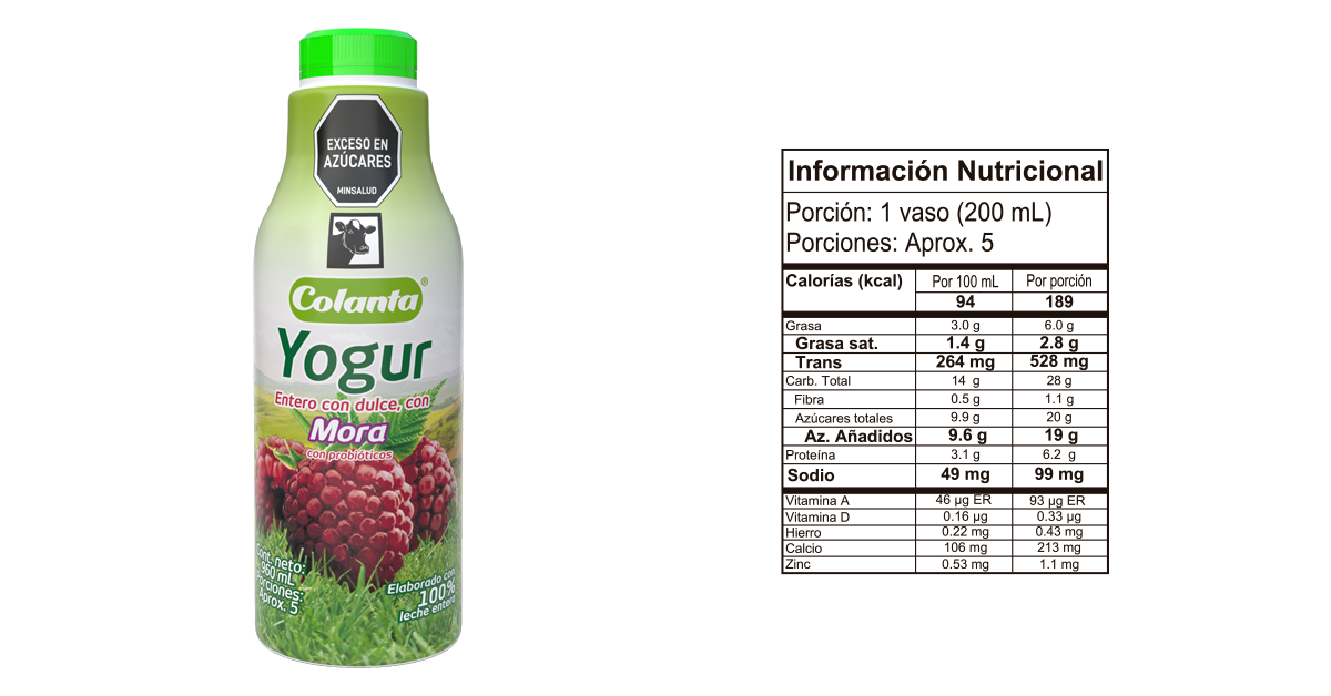 tarros yogur mora 960 ml informacion nutricional