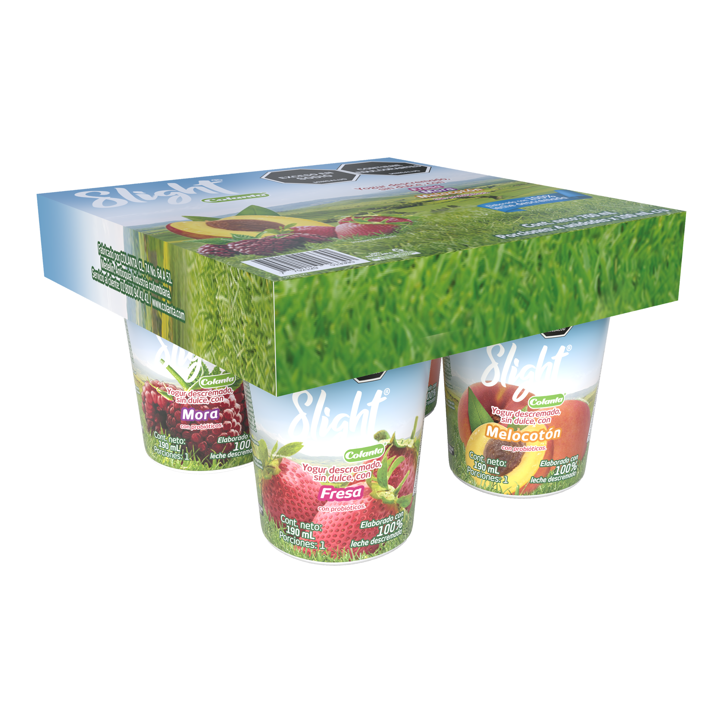 yogur display vaso slight 190 ml x 4