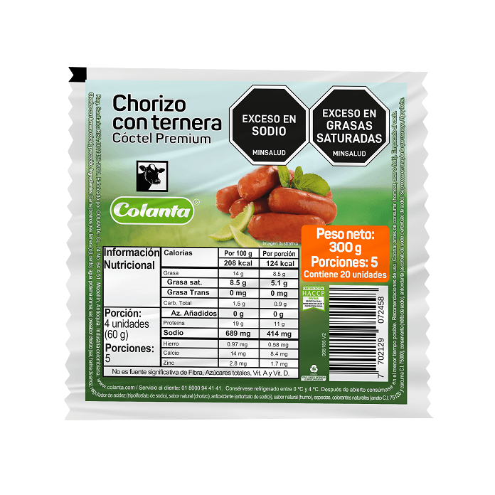 Chorizo con ternera tipo coctel 300 g
