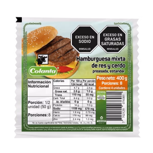 Hamburguesa Preasada Colanta x 400 g