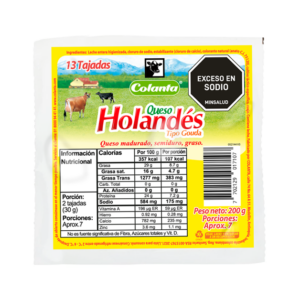 Queso tipo holandés tajado x 200 g