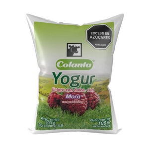 Yogur Entero Mora Colanta Bolsa x 900 g